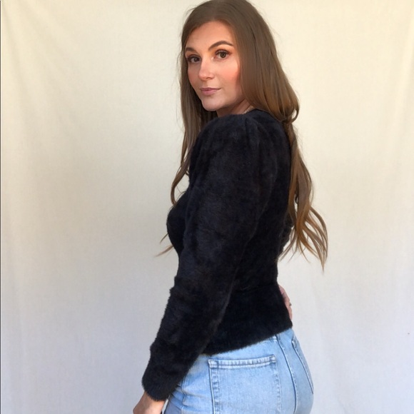 NWOT ASTR Stretchy black fuzzy sweater - Picture 10 of 12